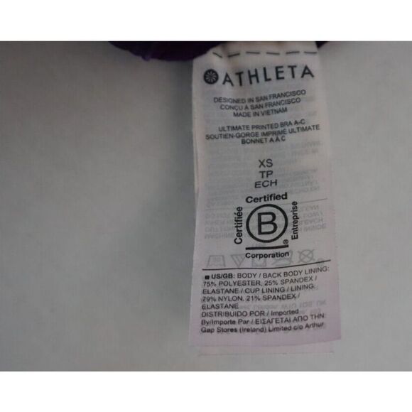 Athleta V700025943 Women's Sz XS (A-C) Purple Ultimate Printed Sports Bra - Picture 5 of 5